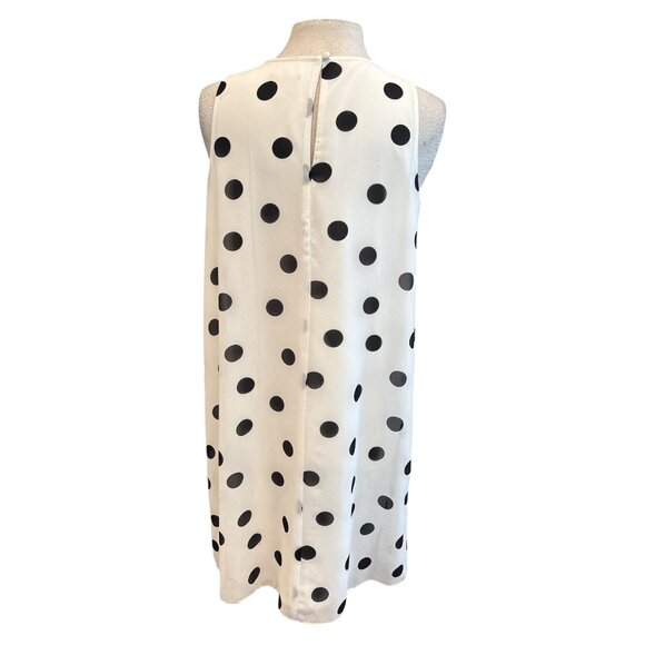 Ann Taylor Factory Womens Petite Polka Dot Sleeveless Shift Dress White & Black - Picture 3 of 8